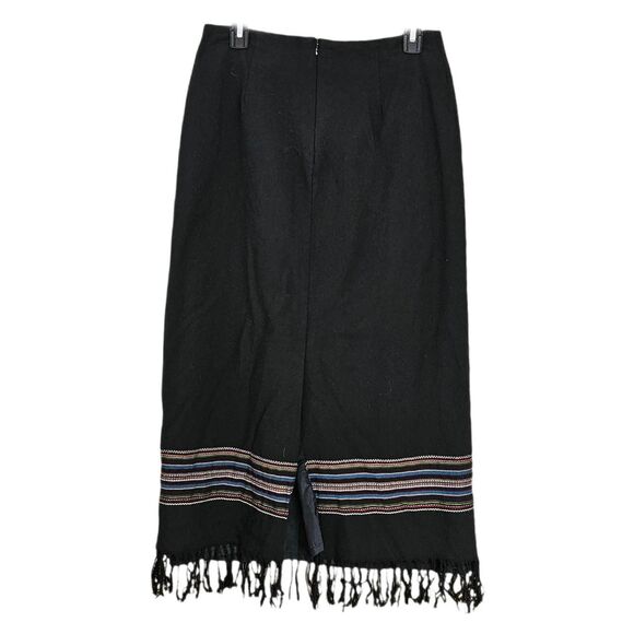 90s y2k western boho black fringe midi maxi skirt - Picture 2 of 4